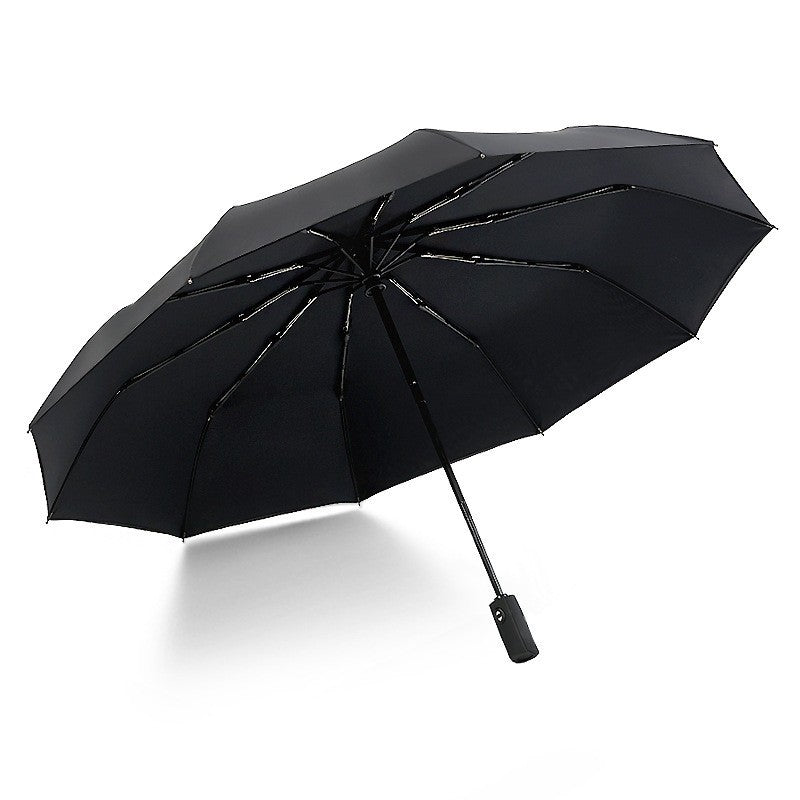 Fully automatic double-layer 10 bone rain and wind resistant triple fold men's business